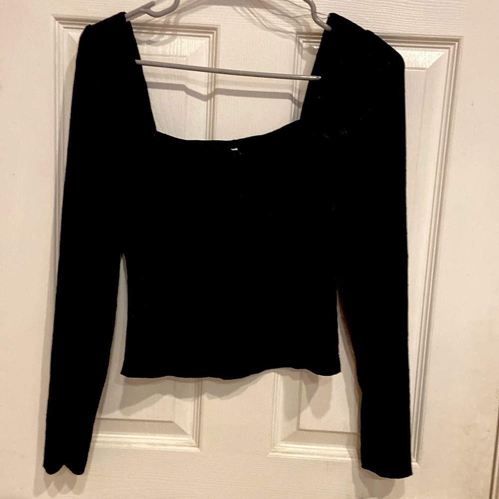 KINGSTON Grey black velvet mid long sleeve shirt small